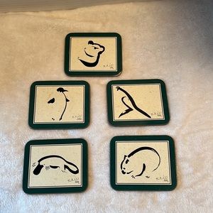 5 WEISS ART AUSTRALIA FAUNA CORK BACKED COASTERS JASON PRODUCTS LTD. Inc